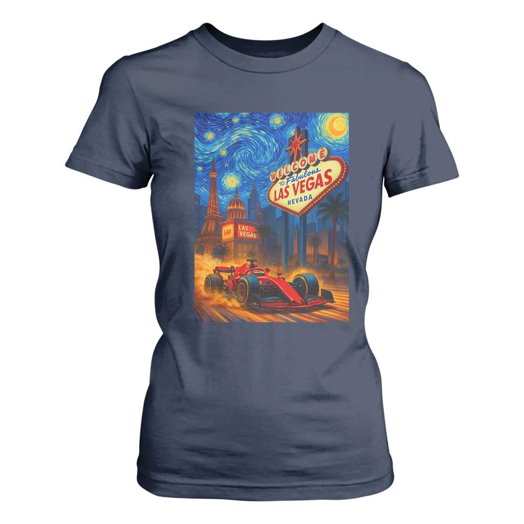 Racing Car Starry Night Las Vegas Race Day T Shirt For Women TS14 Navy Print Your Wear
