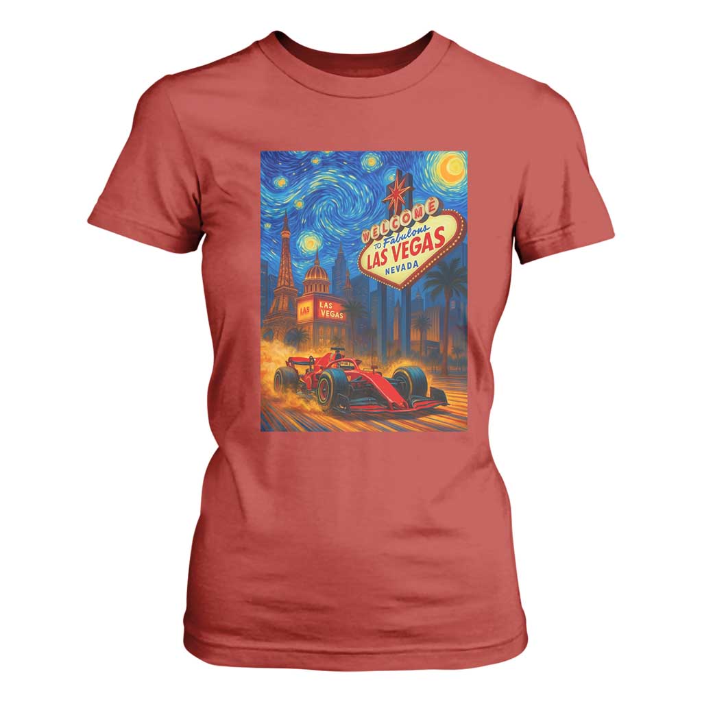 Racing Car Starry Night Las Vegas Race Day T Shirt For Women TS14 Red Print Your Wear