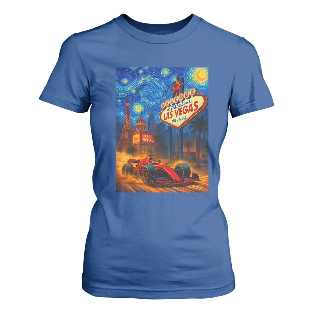 Racing Car Starry Night Las Vegas Race Day T Shirt For Women TS14 Royal Blue Print Your Wear