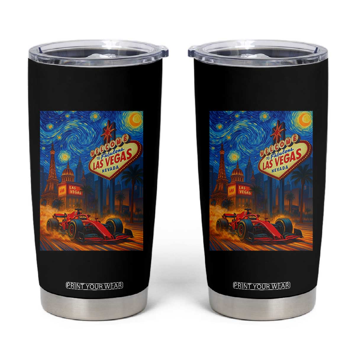 Racing Car Starry Night Las Vegas Race Day Tumbler Cup TS14 Black Print Your Wear