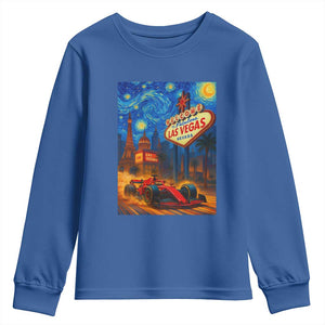 Racing Car Starry Night Las Vegas Race Day Youth Sweatshirt TS14 Royal Blue Print Your Wear