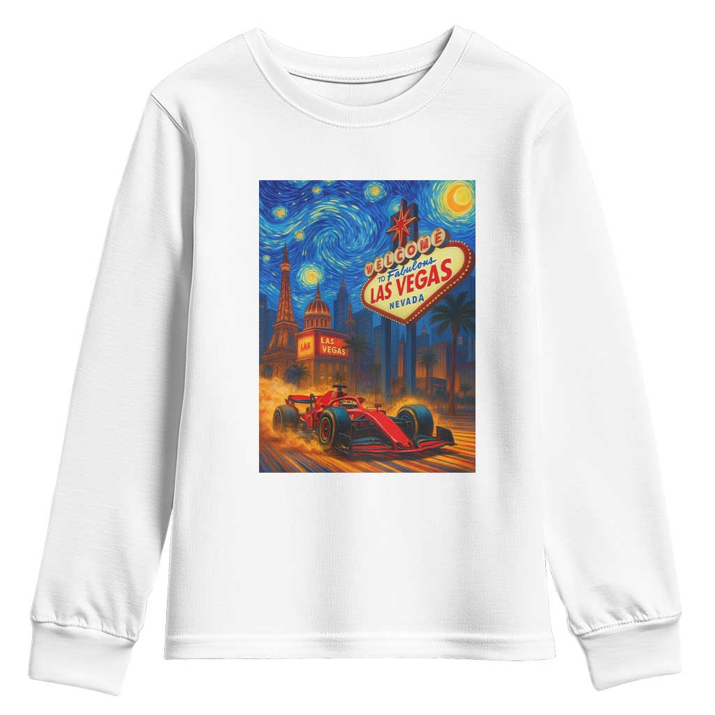 Racing Car Starry Night Las Vegas Race Day Youth Sweatshirt TS14 White Print Your Wear