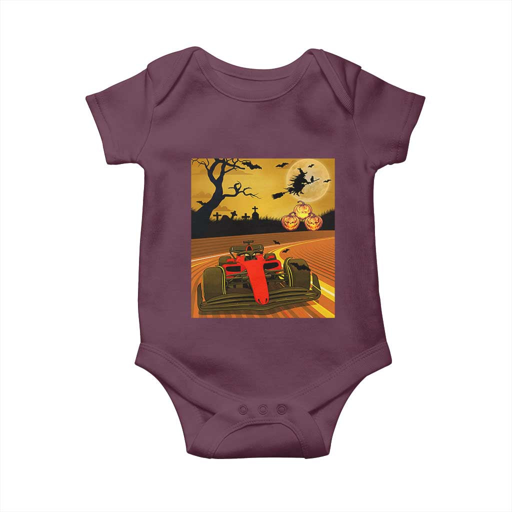 Vintage Race Car Halloween Pumpkin Retro Racing Baby Onesie TS14 Maroon Print Your Wear