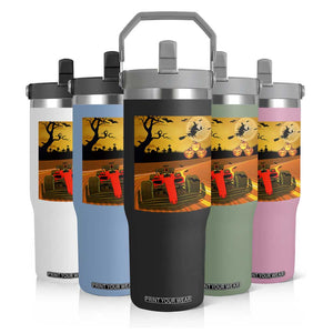 Vintage Race Car Halloween Pumpkin Retro Racing Flip Straw Tumbler TS14 Print Your Wear