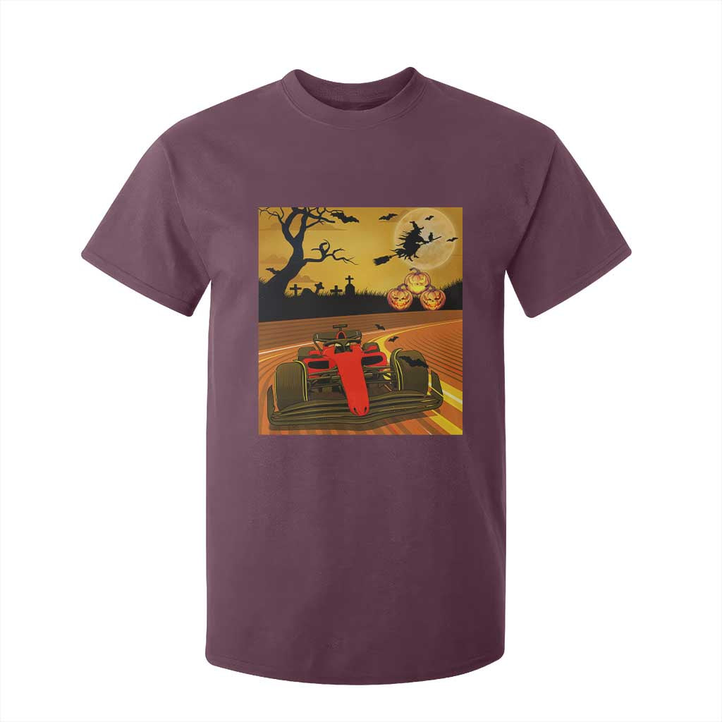 Vintage Race Car Halloween Pumpkin Retro Racing T Shirt For Kid TS14 Maroon Print Your Wear