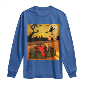 Vintage Race Car Halloween Pumpkin Retro Racing Long Sleeve Shirt TS14 Royal Blue Print Your Wear