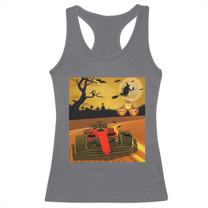 Vintage Race Car Halloween Pumpkin Retro Racing Racerback Tank Top TS14 Charcoal Print Your Wear