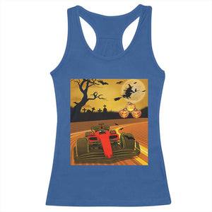 Vintage Race Car Halloween Pumpkin Retro Racing Racerback Tank Top TS14 Royal Blue Print Your Wear