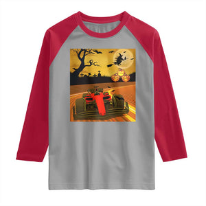 Vintage Race Car Halloween Pumpkin Retro Racing Raglan Shirt TS14 Sport Gray Red Print Your Wear