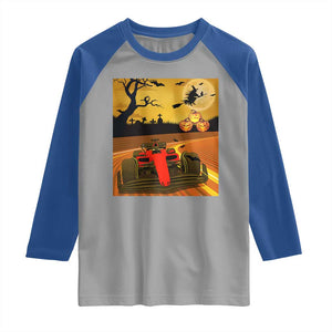 Vintage Race Car Halloween Pumpkin Retro Racing Raglan Shirt TS14 Sport Gray Royal Print Your Wear