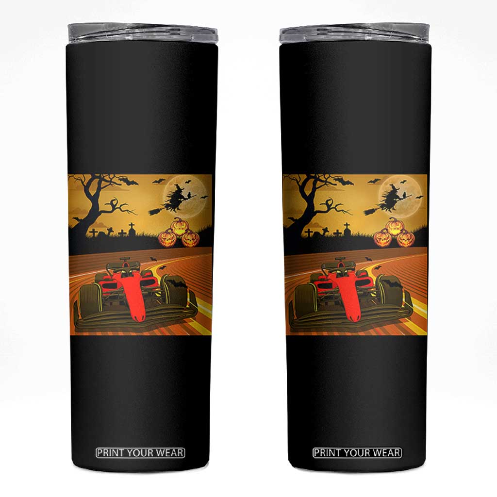 Vintage Race Car Halloween Pumpkin Retro Racing Skinny Tumbler TS14 Black Print Your Wear