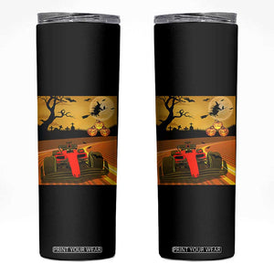 Vintage Race Car Halloween Pumpkin Retro Racing Skinny Tumbler TS14 Black Print Your Wear