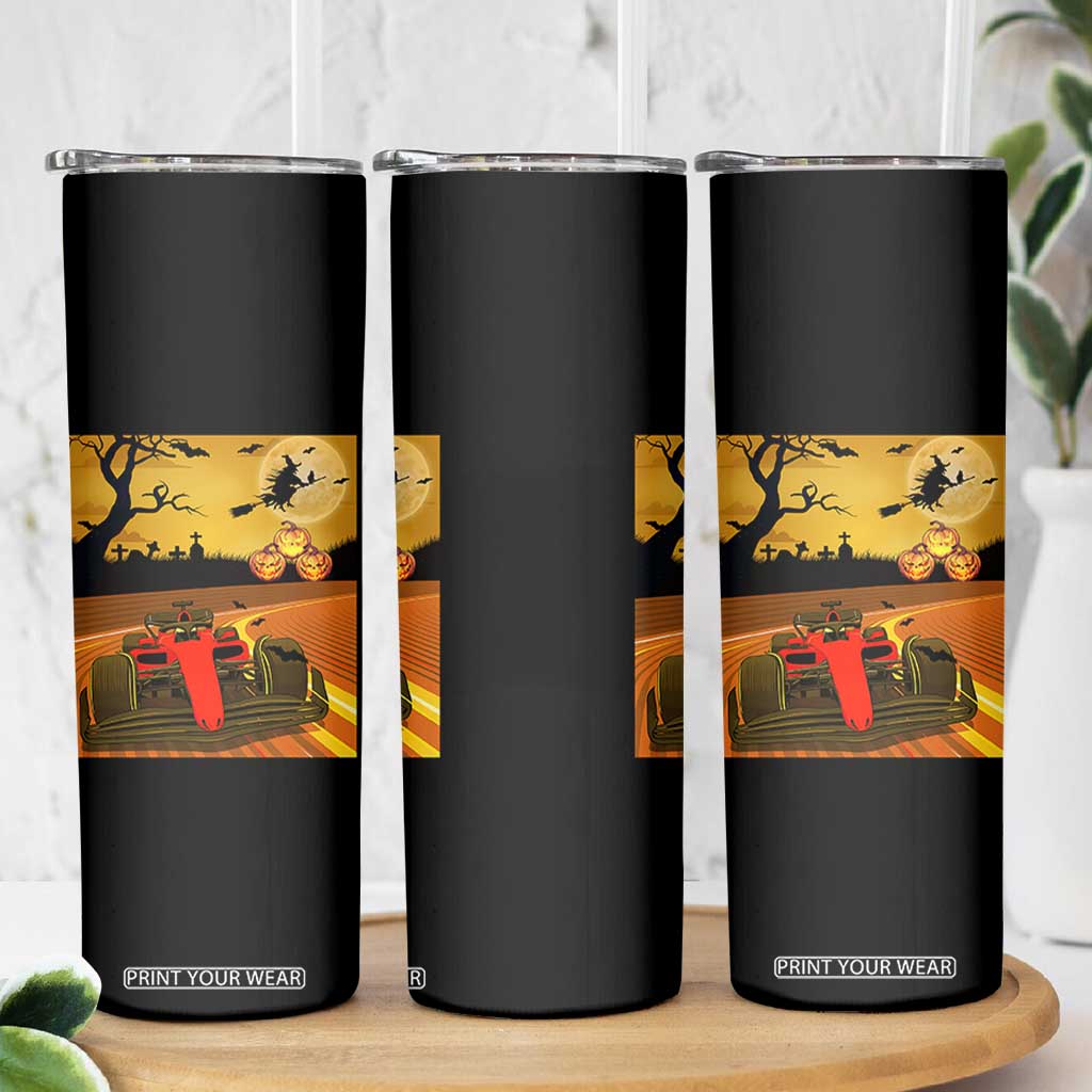 Vintage Race Car Halloween Pumpkin Retro Racing Skinny Tumbler TS14 Print Your Wear