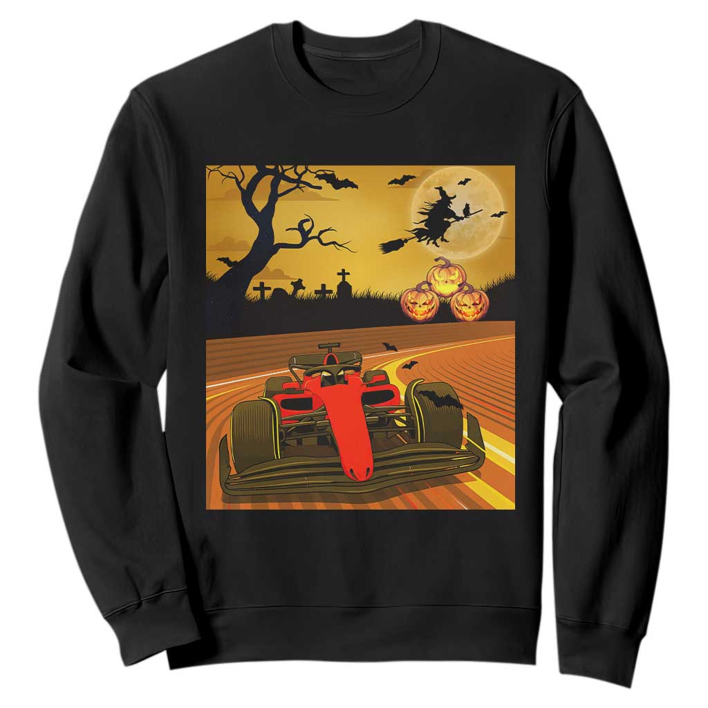 Vintage Race Car Halloween Pumpkin Retro Racing Sweatshirt TS14 Black Print Your Wear