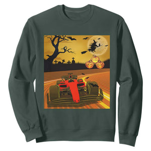 Vintage Race Car Halloween Pumpkin Retro Racing Sweatshirt TS14 Dark Forest Green Print Your Wear