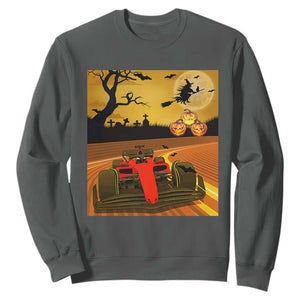 Vintage Race Car Halloween Pumpkin Retro Racing Sweatshirt TS14 Dark Heather Print Your Wear