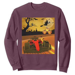 Vintage Race Car Halloween Pumpkin Retro Racing Sweatshirt TS14 Maroon Print Your Wear