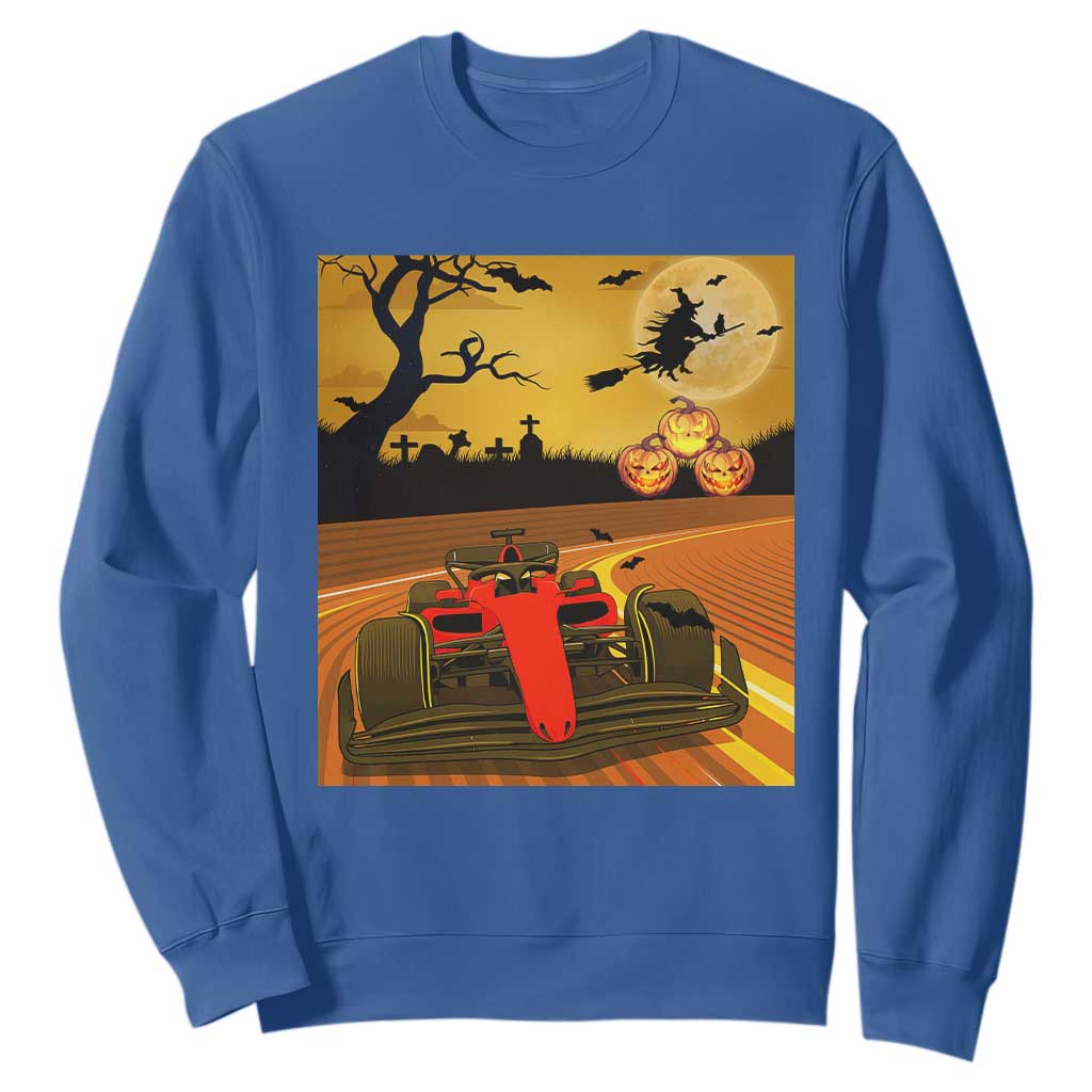 Vintage Race Car Halloween Pumpkin Retro Racing Sweatshirt TS14 Royal Blue Print Your Wear