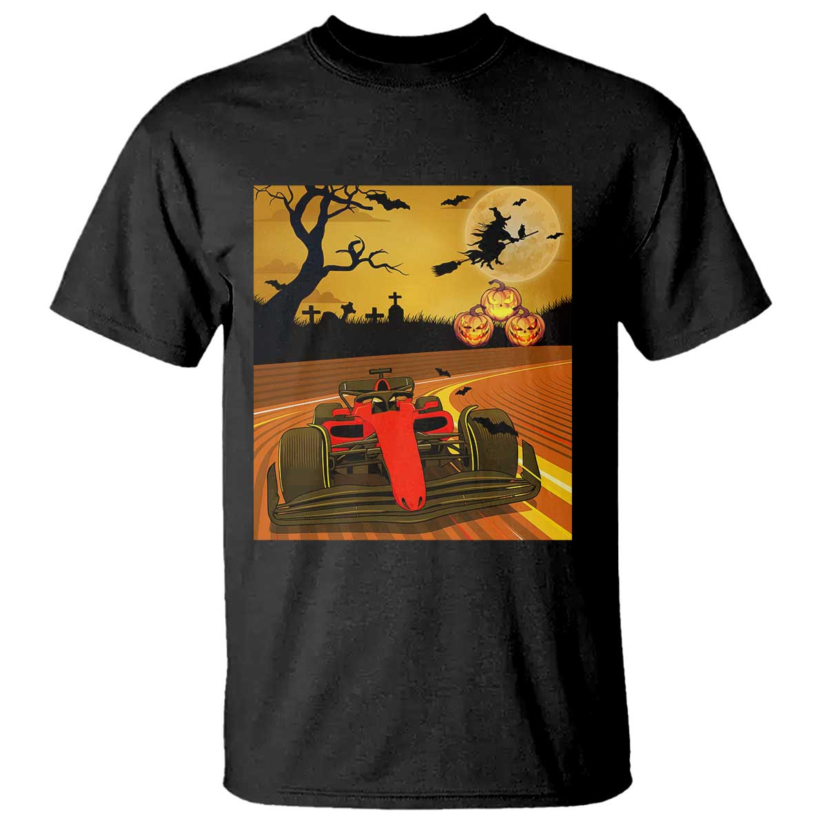Vintage Race Car Halloween Pumpkin Retro Racing T Shirt TS14 Black Print Your Wear