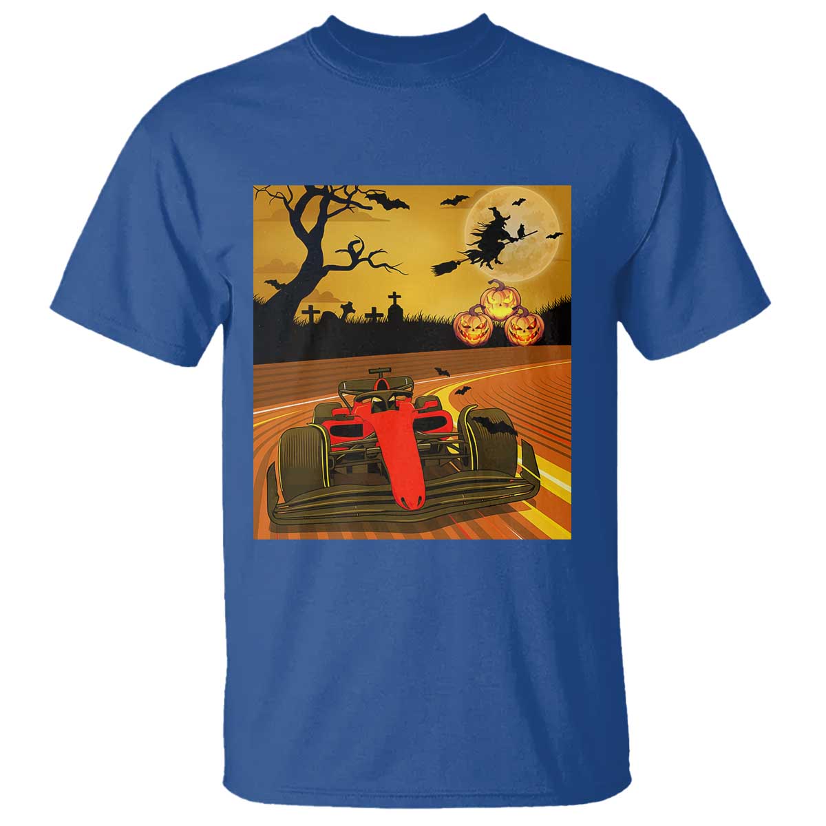 Vintage Race Car Halloween Pumpkin Retro Racing T Shirt TS14 Royal Blue Print Your Wear