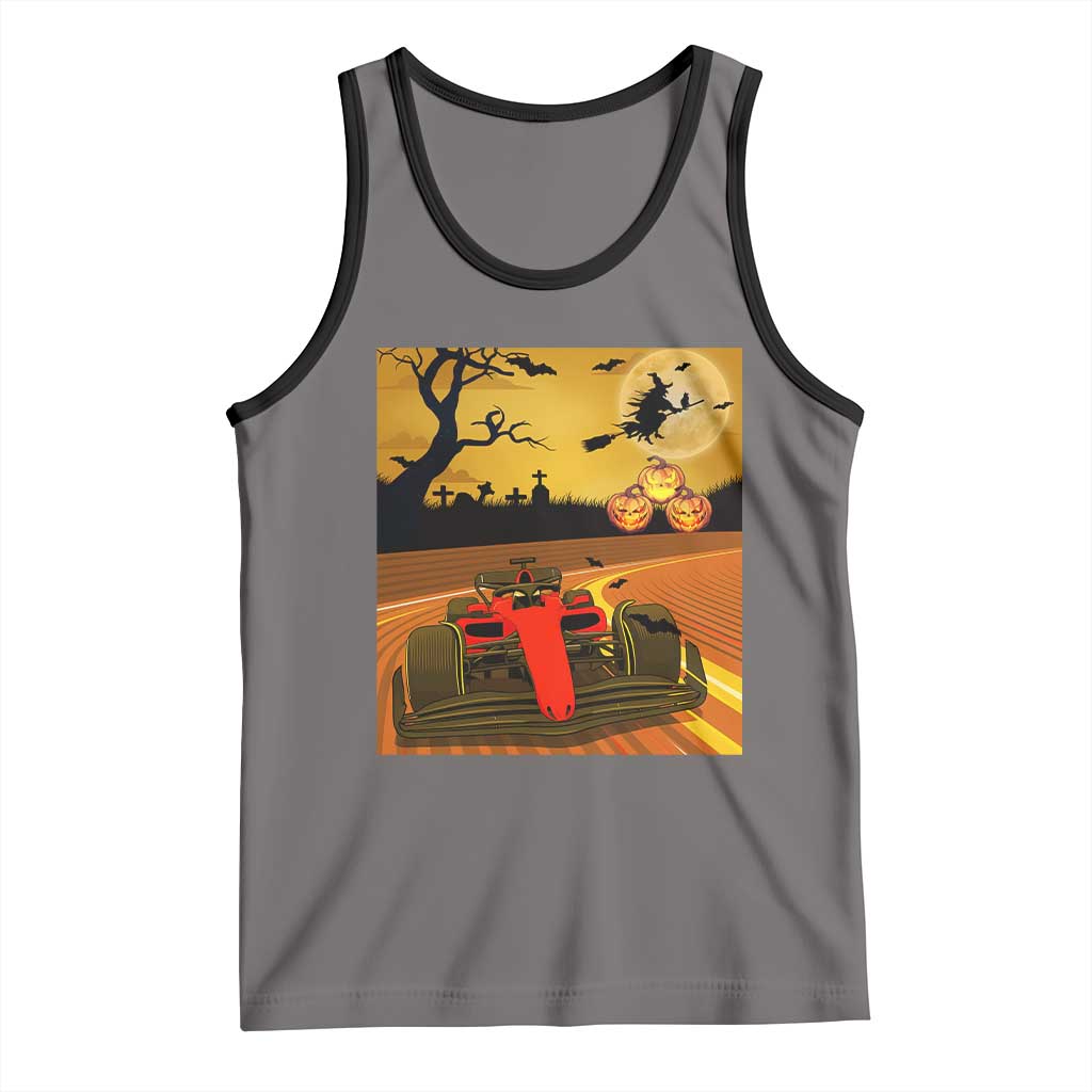 Vintage Race Car Halloween Pumpkin Retro Racing Tank Top TS14 Deep Heather Black Print Your Wear