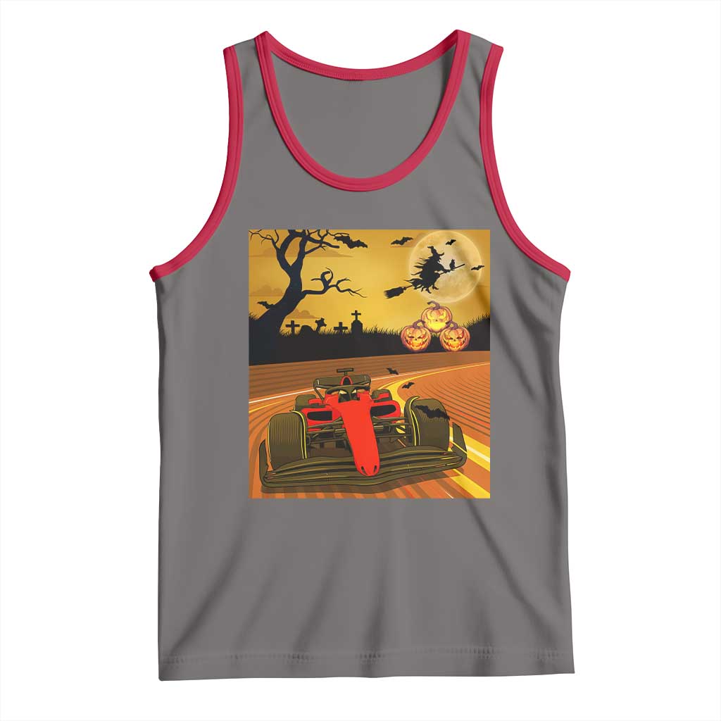 Vintage Race Car Halloween Pumpkin Retro Racing Tank Top TS14 Deep Heather Red Print Your Wear