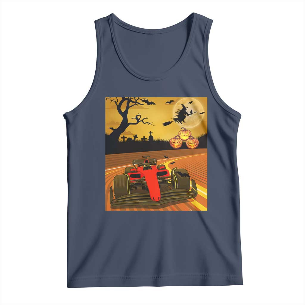Vintage Race Car Halloween Pumpkin Retro Racing Tank Top TS14 Navy Print Your Wear