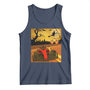 Vintage Race Car Halloween Pumpkin Retro Racing Tank Top TS14 Navy Print Your Wear