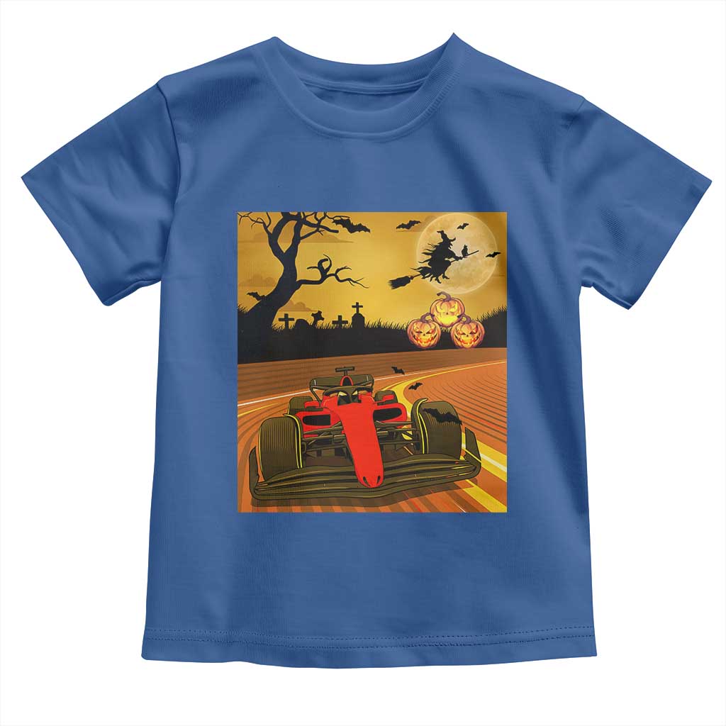 Vintage Race Car Halloween Pumpkin Retro Racing Toddler T Shirt TS14 Royal Blue Print Your Wear