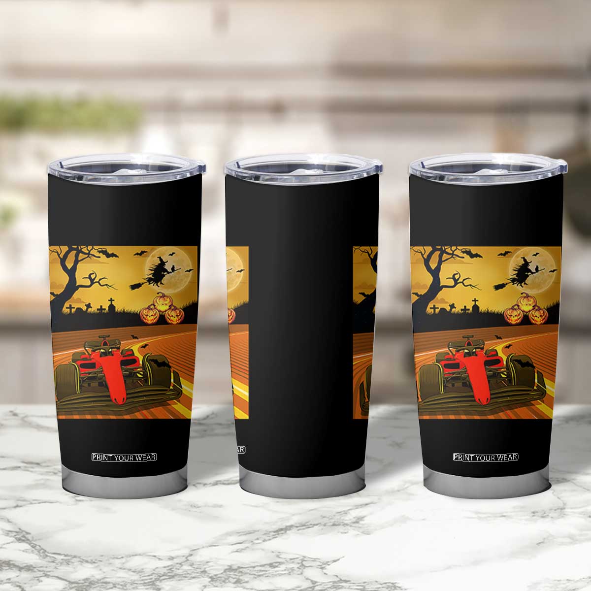 Vintage Race Car Halloween Pumpkin Retro Racing Tumbler Cup TS14 Print Your Wear