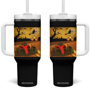 Vintage Race Car Halloween Pumpkin Retro Racing Tumbler With Handle TS14 One Size: 40 oz Black Print Your Wear