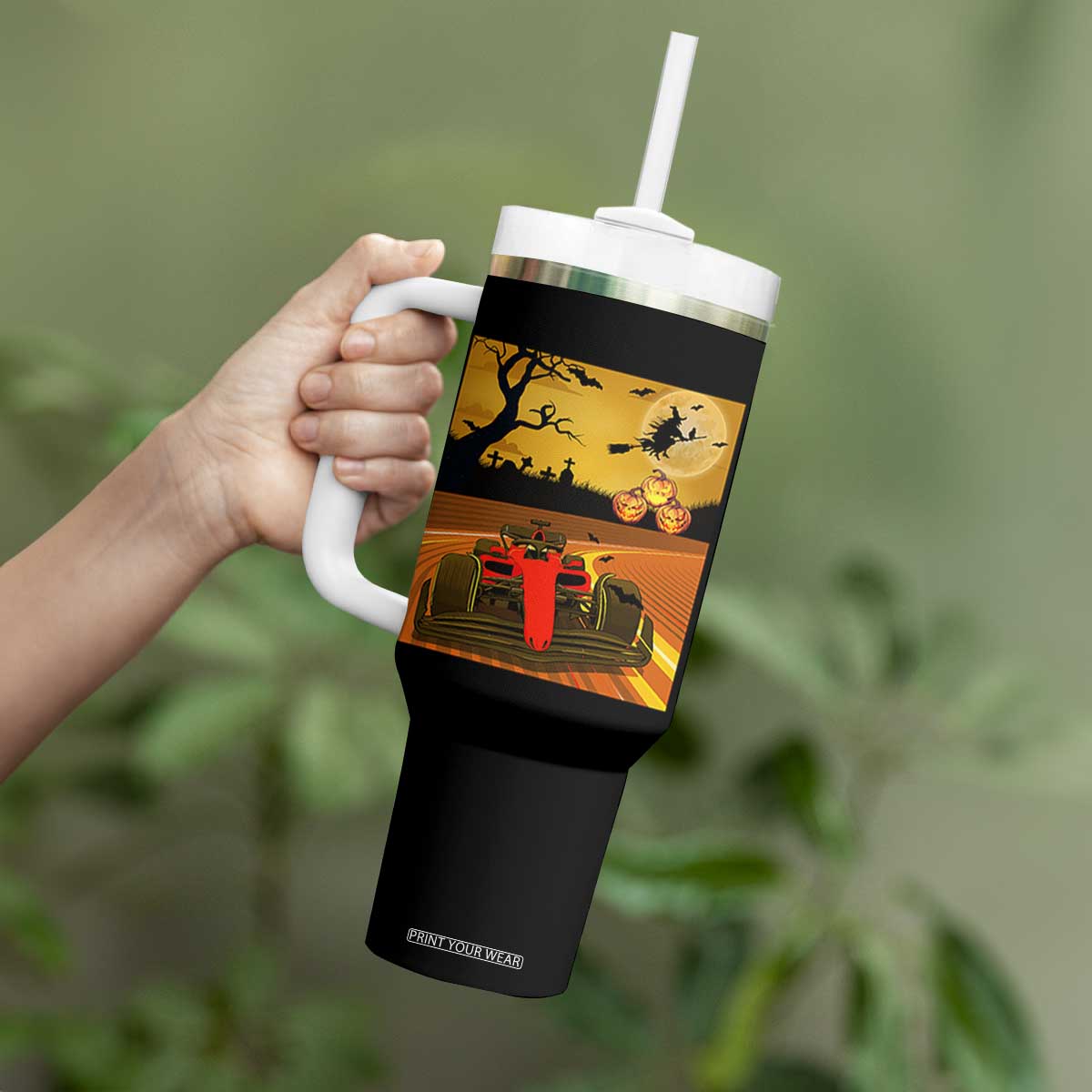Vintage Race Car Halloween Pumpkin Retro Racing Tumbler With Handle TS14 Print Your Wear