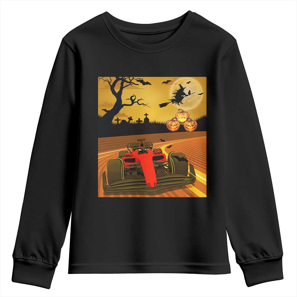 Vintage Race Car Halloween Pumpkin Retro Racing Youth Sweatshirt TS14 Black Print Your Wear