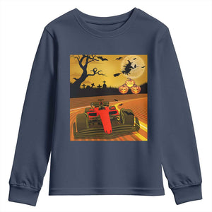 Vintage Race Car Halloween Pumpkin Retro Racing Youth Sweatshirt TS14 Navy Print Your Wear