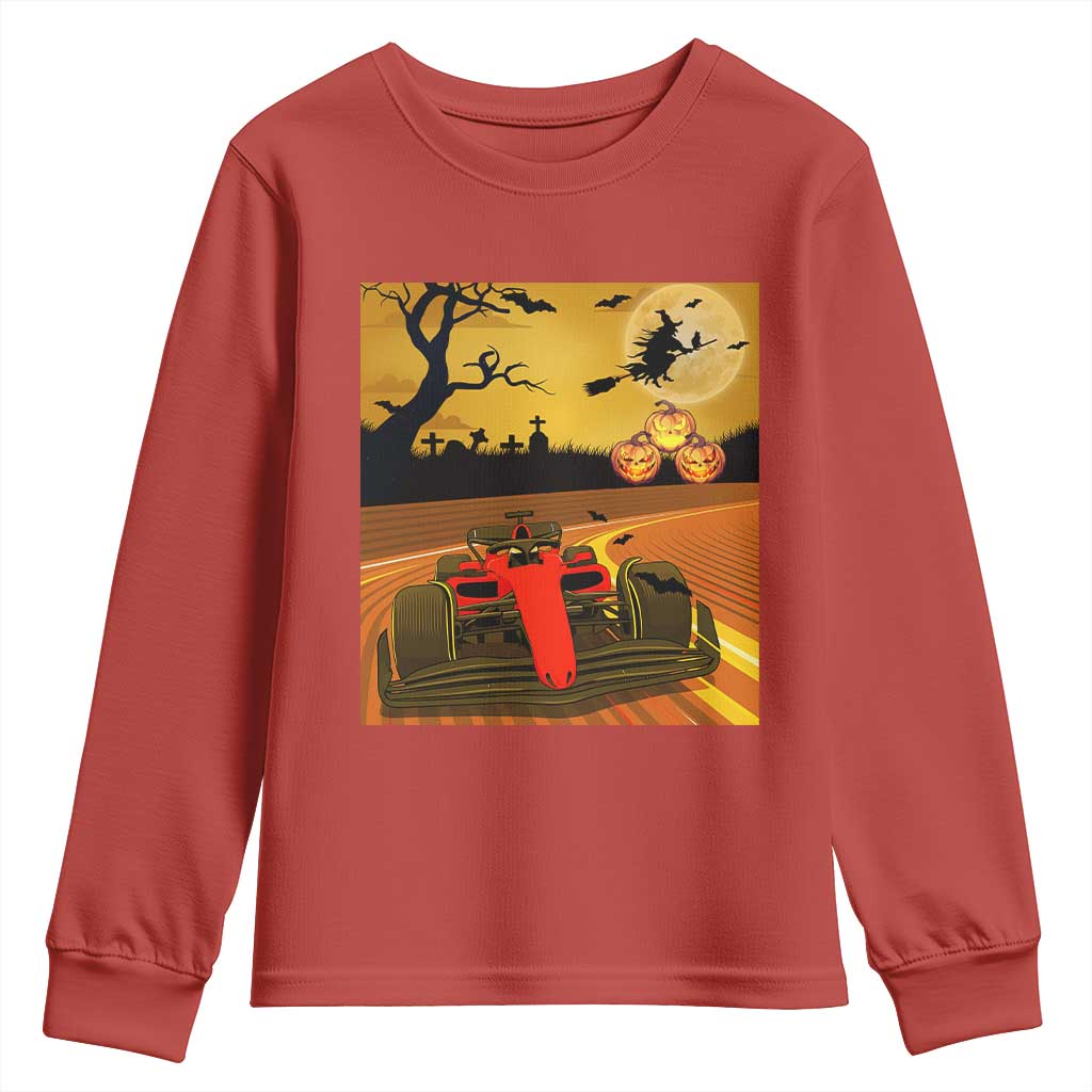 Vintage Race Car Halloween Pumpkin Retro Racing Youth Sweatshirt TS14 Red Print Your Wear