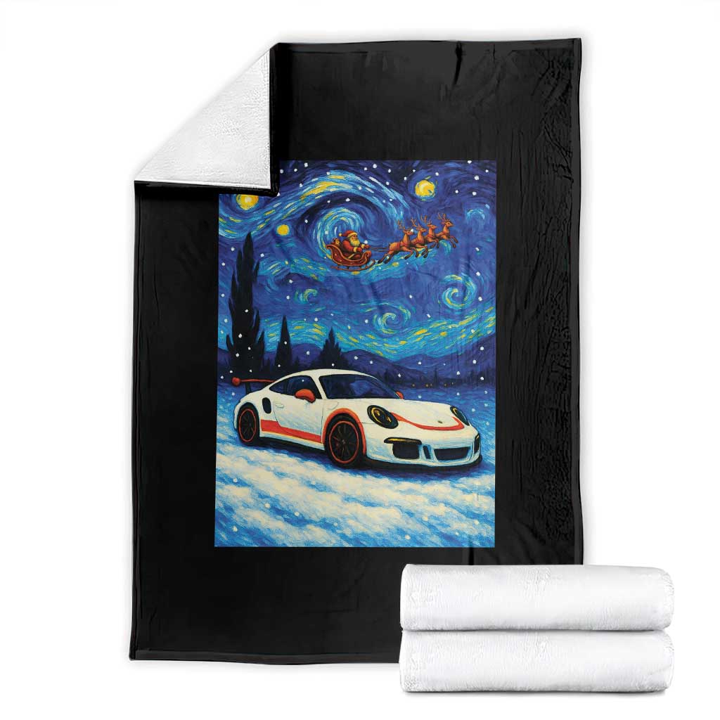 Racing Sports Car Throw Blanket Porsche 911 Starry Night Racing Silhouette TS14 Black Print Your Wear