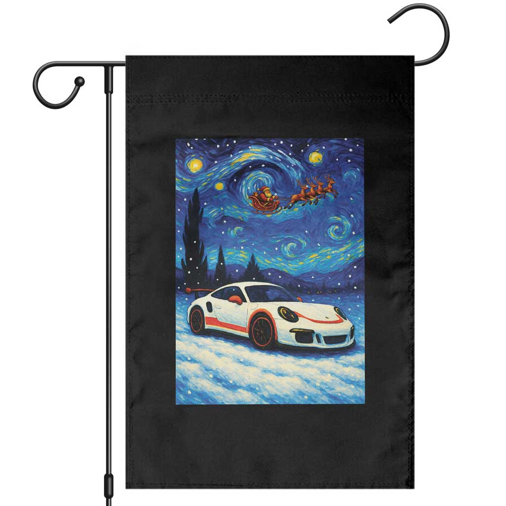 Racing Sports Car Garden Flag Porsche 911 Starry Night Racing Silhouette TS14 Black Print Your Wear