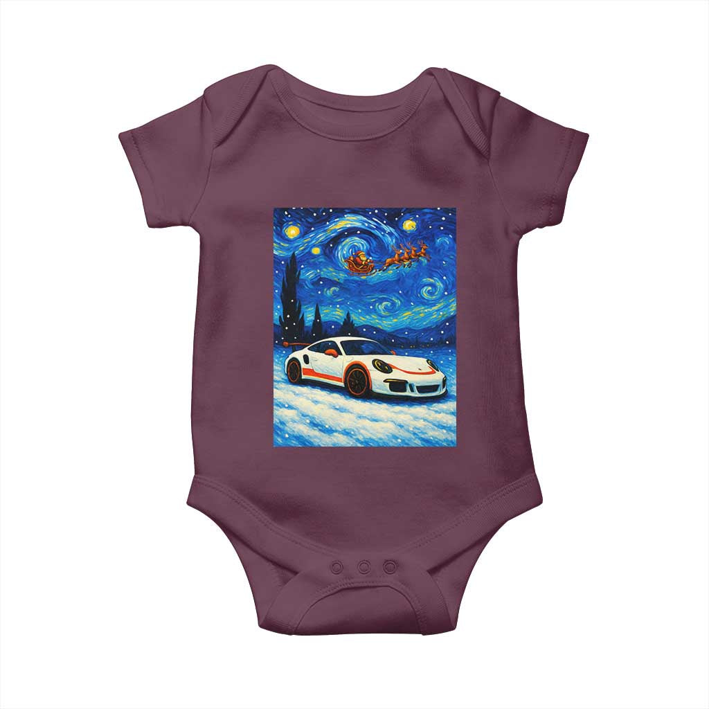Racing Sports Car Baby Onesie Porsche 911 Starry Night Racing Silhouette TS14 Maroon Print Your Wear