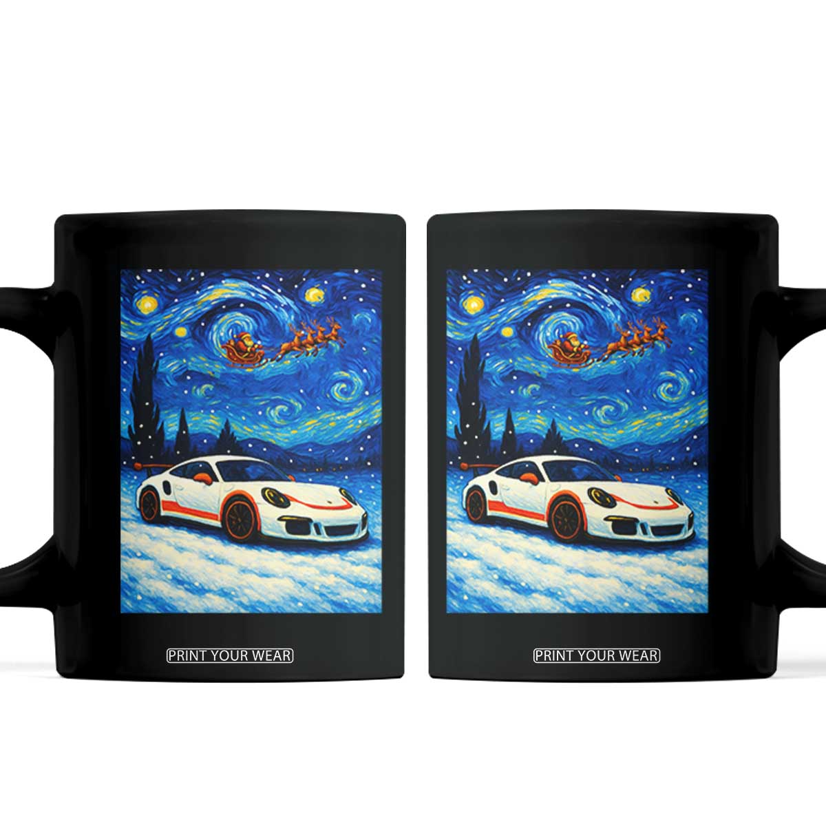 Racing Sports Car Coffee Mug Porsche 911 Starry Night Racing Silhouette TS14 Black Print Your Wear