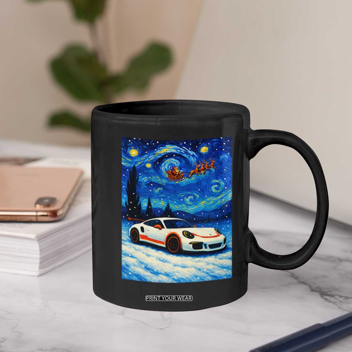 Racing Sports Car Coffee Mug Porsche 911 Starry Night Racing Silhouette TS14 Print Your Wear