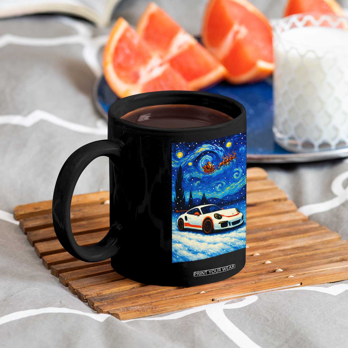 Racing Sports Car Coffee Mug Porsche 911 Starry Night Racing Silhouette TS14 Print Your Wear