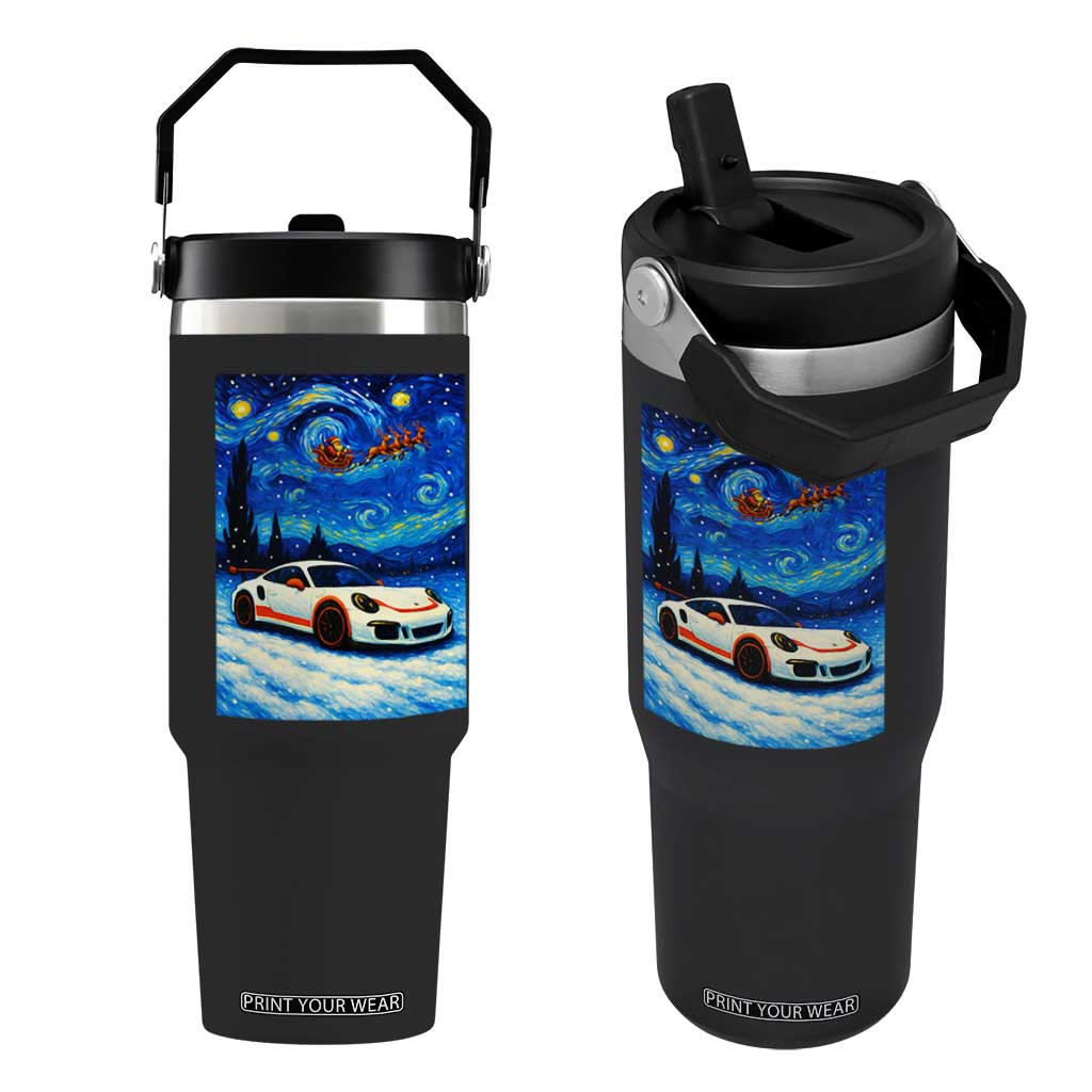 Racing Sports Car Flip Straw Tumbler Porsche 911 Starry Night Racing Silhouette TS14 One Size: 30 oz Black Print Your Wear