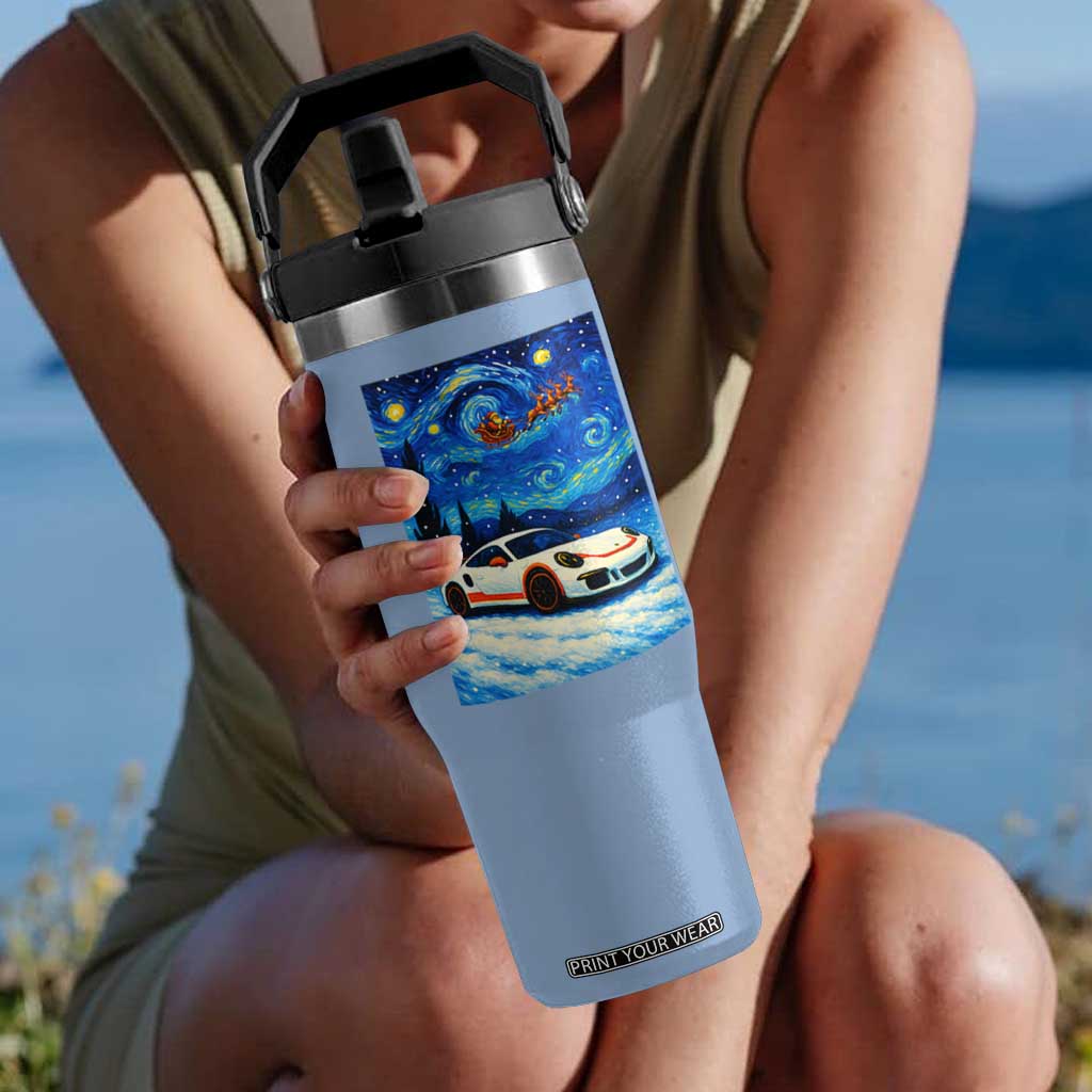 Racing Sports Car Flip Straw Tumbler Porsche 911 Starry Night Racing Silhouette TS14 One Size: 30 oz Light Blue Print Your Wear