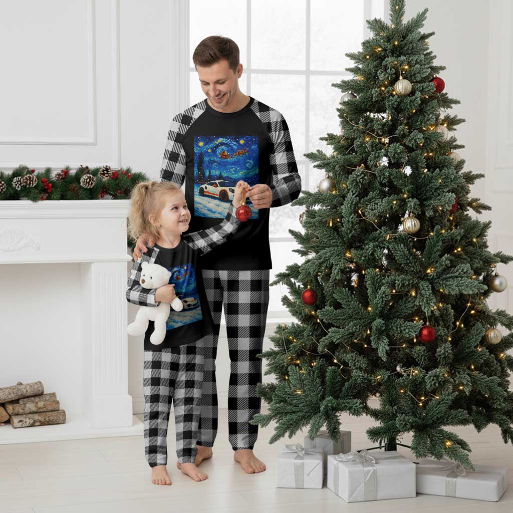 Racing Sports Car Plaid Pajama Set Starry Night Racing Silhouette TS14 White Plaid Print Your Wear