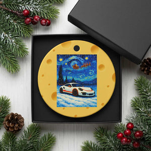 Racing Sports Car Ceramic Ornament Porsche 911 Starry Night Racing Silhouette TS14 1pc Yellow Cheese Print Your Wear