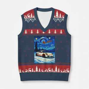 Racing Sports Car V-Neck Knit Sweater Vest Porsche 911 Starry Night Racing Silhouette TS14 Navy Red Print Your Wear