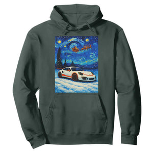 Racing Sports Car Hoodie Starry Night Racing Silhouette TS14 Dark Forest Green Print Your Wear