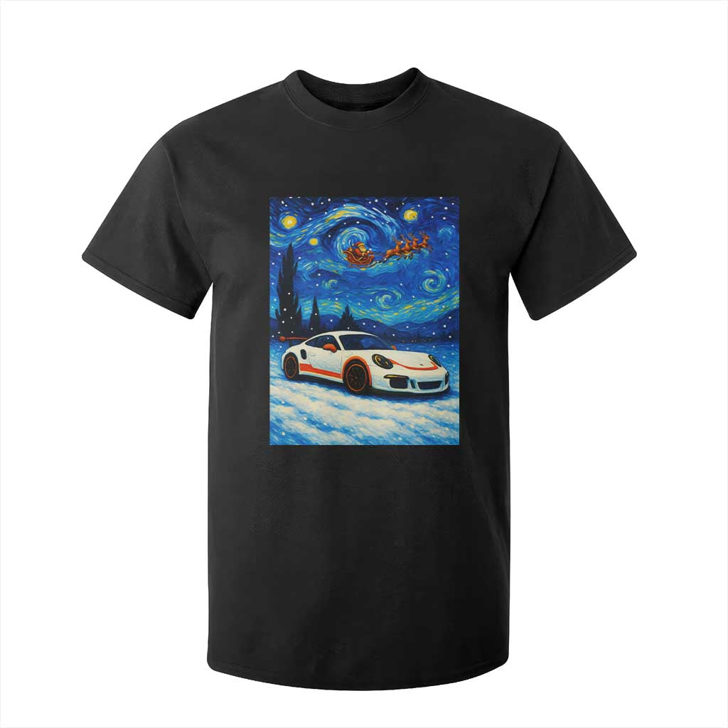 Racing Sports Car T Shirt For Kid Porsche 911 Starry Night Racing Silhouette TS14 Black Print Your Wear