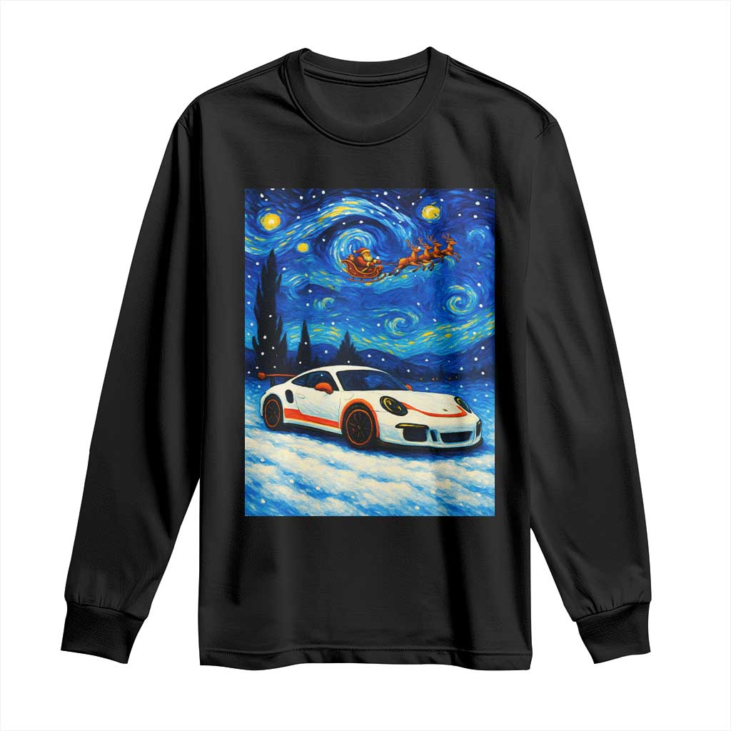 Racing Sports Car Long Sleeve Shirt Porsche 911 Starry Night Racing Silhouette TS14 Black Print Your Wear