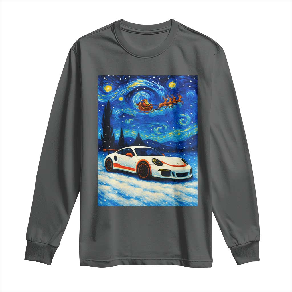 Racing Sports Car Long Sleeve Shirt Starry Night Racing Silhouette TS14 Dark Heather Print Your Wear